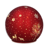 SKLENENÁ GUĽA - ČERVENÁ S LED OZDOBAMI 12 x 11 CM balenie=4ks *1853