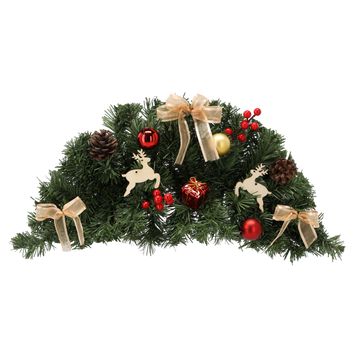 WISZĄCY STROIK BOŻONARODZENIOWY 60 CM CZERWONO-ZŁOTY *4039