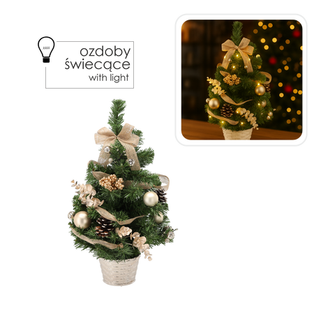VÁNOČNÍ STROMEČEK 15 LED 50 CM ZLATÝ *0318