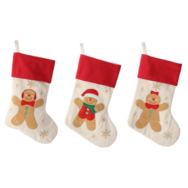 HOLIDAY STOCKING 46 CM BEIGE MIXED PATTERNS pack=12pcs
