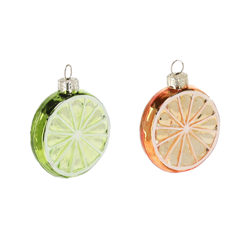 GLASS BAUBLE - CITRUS SLICE MIX COLORS 5,6 x 1,5 CM