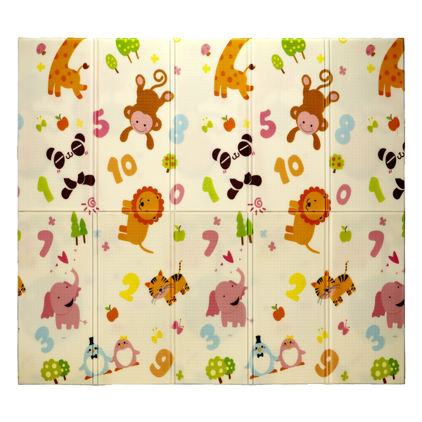 COVOR EDUCAȚIONAL DUBLAT 180x200x1 CM PLIABIL CU ANIMALE-CIFRE + GEANTĂ *4367