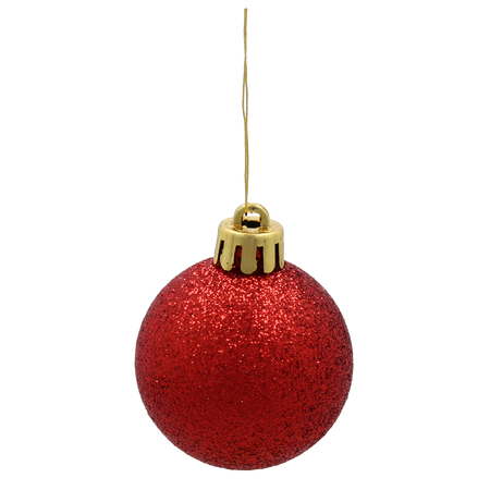 SET OF 24 BAUBLES 4 CM IN TUBE RED/GREEN/WHITE