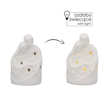 KERAMICKÁ FIGÚRKA - SVÄTÁ RODINA BIELA LED 13 CM balenie=6ks *1464