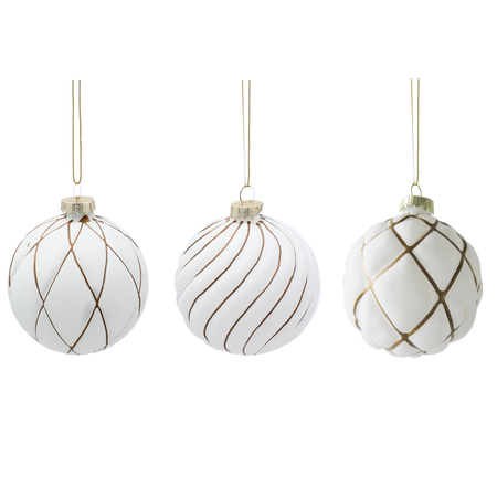 GLASS BAUBLES 8 CM WHITE