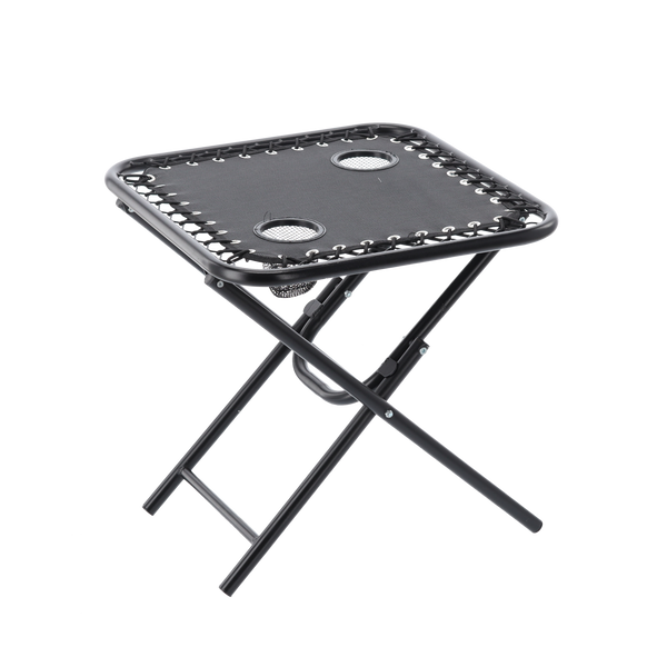 SKLADACÍ TURISTICKÝ STÔL 50 x 50 x 50 CM S DRŽIAKMI NA NÁPOJE ČIERNY *2739