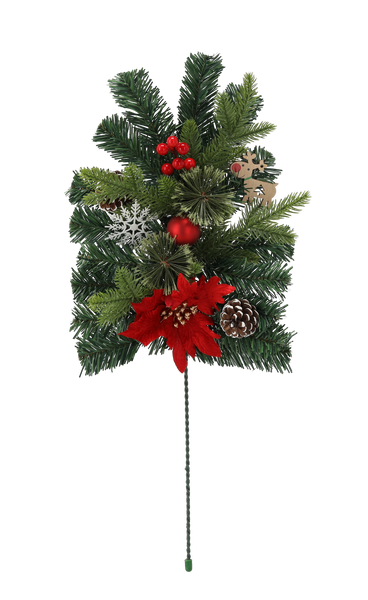 Vianočná dekorácia - Vetvička 60 cm červená s poinsetiou *2583