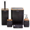 5-PIECE BATHROOM SET SQUARE BLACK / WOOD