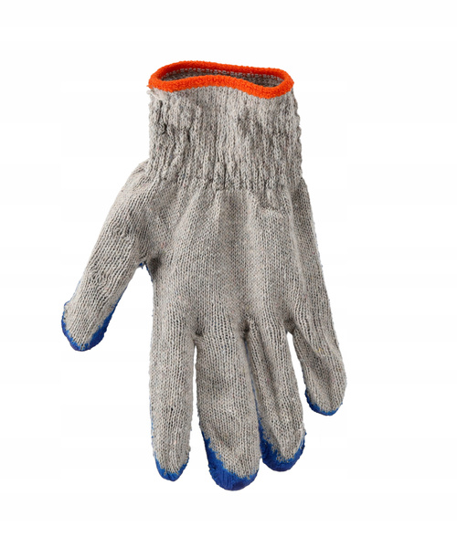 SET DE 10 PERECHI DE MĂNUȘI DE PROTECȚIE "VAMPIRKI" TRICOTATE ROȘII/ALBASTRE ACOPERITE CU LATEX *7017