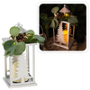 Vianočný lampión 12,5 x 12,5 x 30,5 CM LED kovový strieborný s dekoráciou *0870