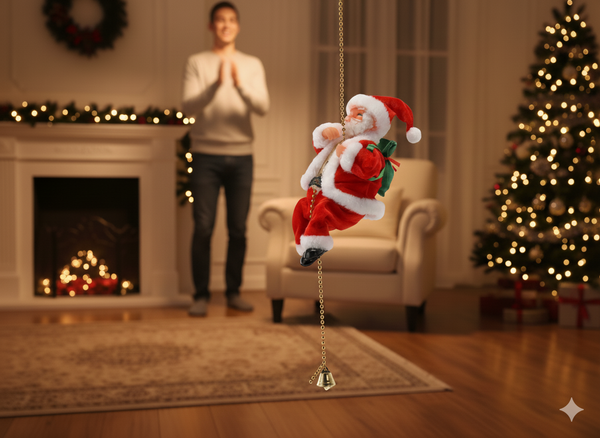 MOȘ CRĂCIUN URCÂND PE SÂRMĂ 25,5 CM *6989