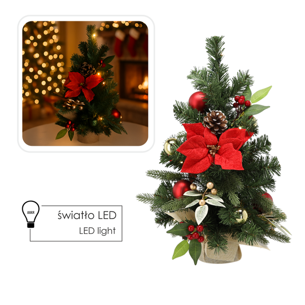 CHRISTMAS TREE LED 50 CM RED-GOLD