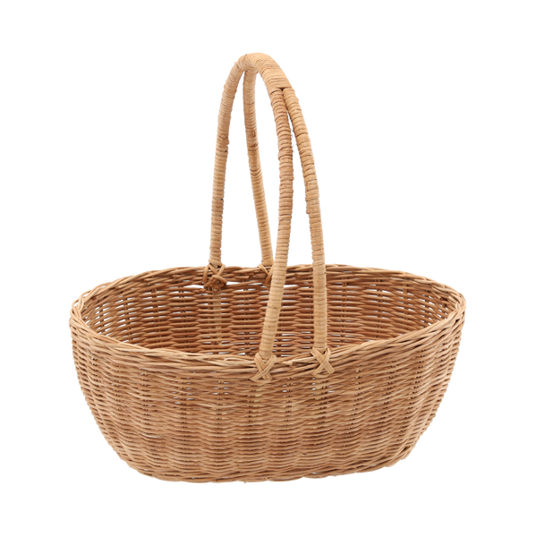 KOSZYK RATTANOWY 32 x 25 x 12/31 CM Z UCHWYTEM - NATURALNY *8734