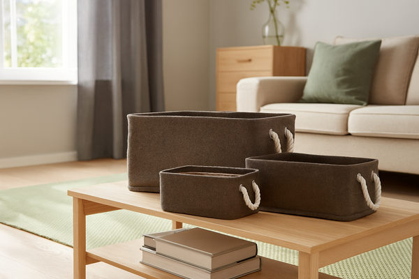 ZESTAW 3 ORGANIZERÓW PROSTOKĄTNYCH BRĄZOWY