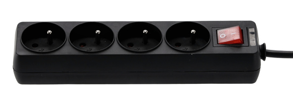 PRZEDŁUŻACZ LISTWA ZASILAJĄCA Z WYŁĄCZNIKIEM 4 GNIAZDA 3 M CZARNY *8688