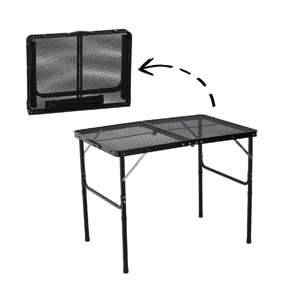 TOURIST FOLDING TABLE BLACK 90 x 60 x 40/70 CM