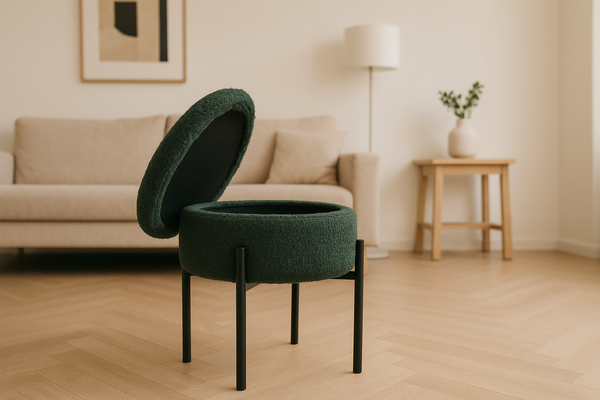 POUFF ROUND WITH METAL LEGS 28 x 31 CM GREEN