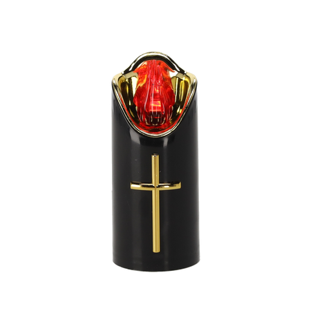LED SVÍCE RICO 12,5CM S BATERIEMI ČERNÁ+ZLATÁ ČERVENÝ PLAMEN*7989
