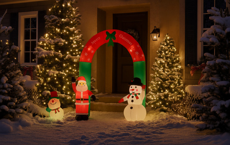 INFLATABLE ARCH WITH SANTA CLAUS AND SNOWMAN LED 240 CM