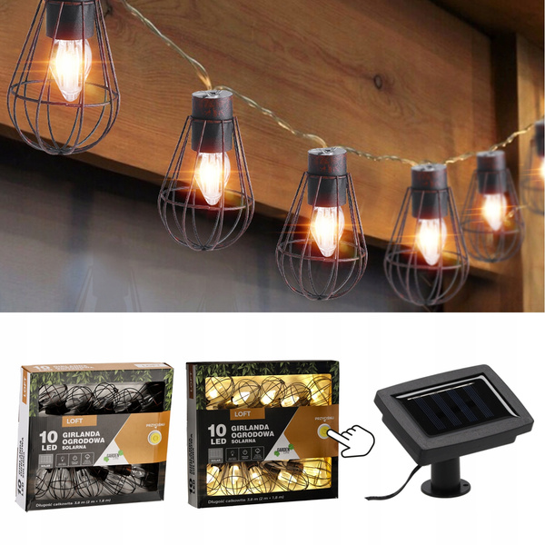 SOLÁRNE OZDOBNÉ LED OSVETLENIE DĹŽKA 2 + 1,8 M LOFT 10 LED TEPLÁ BIELA *3644