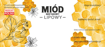 SADA 100 ETIKIET MEDOVÝ NEKTÁR LIPOVÝ 116 x 50 MM *8283