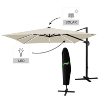 PARASOL OGRODOWY 3 x 3 M BEŻOWY "ROMA" Z POKROWCEM Z LED *1565