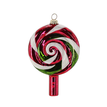 GLASS ORNAMENT - LOLLIPOP 8.4 X 12.6 X 2.4 CM