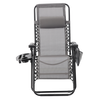 FOLDING GARDEN SUN LOUNGER WITH BASE, POCKET AND HEADREST GREY