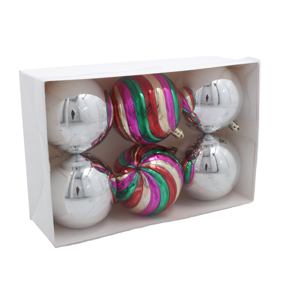 KPL. 6 OZDÓB CHOINKOWYCH - MIX WZORÓW 8CM *7281