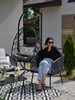 GARDEN FURNITURE SET MADE OF WOVEN ROPE (2 ARMCHAIRS + SOFA + TABLE) - ANTHRACITE, CUSHIONS - GREY