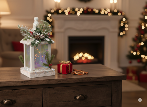 CHRISTMAS WHITE LED LANTERN 15 x 15 x 32 CM