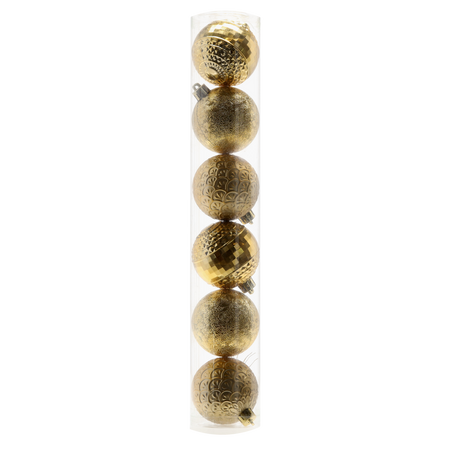KPL. 6 BOMBIEK 6 CM ČERVENÝ/ZLATÝ/STRIEBORNÝ MIX VZOROV (TUBA) *2983