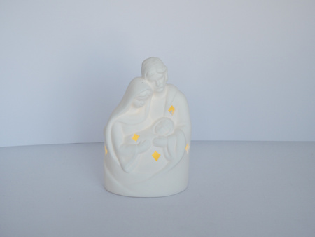 FIGURKA CERAMICZNA - ŚWIĘTA RODZINA BIAŁY LED 13 CM opak=6szt *1464