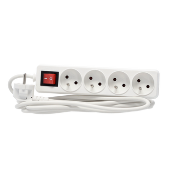 EXTENSION CORD POWER STRIP WITH SWITCH 4 SOCKETS 3 M WHITE