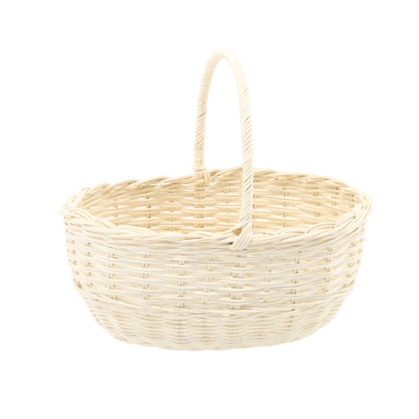 RATANOVÝ KOŠ 28 x 21 x 12/25 CM S UCHY - BÍLÝ *8833