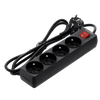 EXTENSION CORD POWER STRIP WITH SWITCH 4 SOCKETS 1.5M BLACK