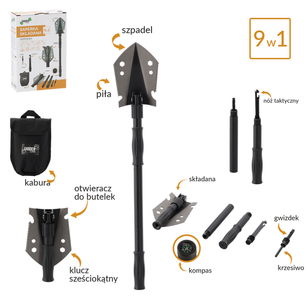 SAPERKA SKŁADANA WIELOFUNKCYJNA 20,5 / 70 CM 9 W 1