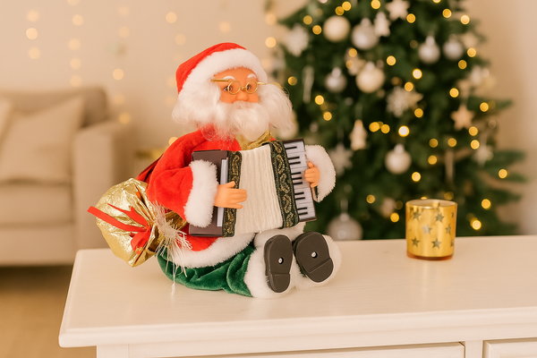 SANTA CLAUS WITH ACCORDION - PLAYING LED 25,5 CM