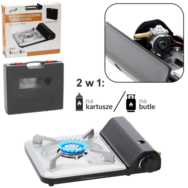 TOURIST GAS COOKER FOR CARTRIDGES 33,5 x 27,5 x 8 CM