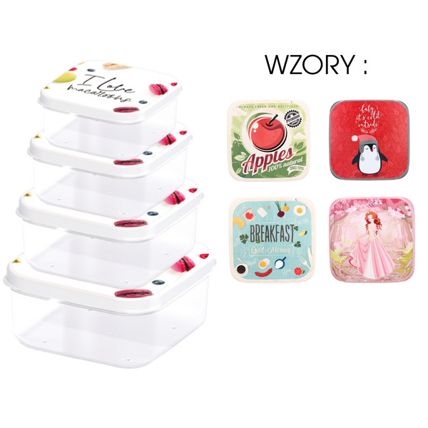 SET OF 4 SQUARE BOXES WITH PATTERN