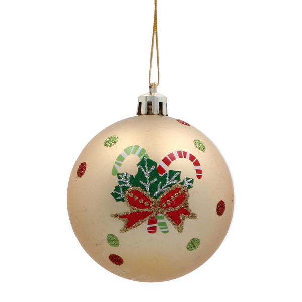 SET OF 6 CHRISTMAS BAUBLES GOLD 7 CM