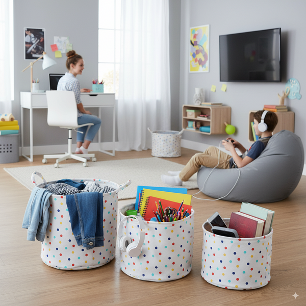 ROUND BASKET DOTS SIZE S