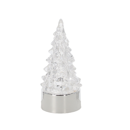 OZDOBA BOŻONAR. - CHOINKA LED PLASTIKOWA 4 X 9,5 CM ZŁOTA/SREBRNA disp=12szt *9001