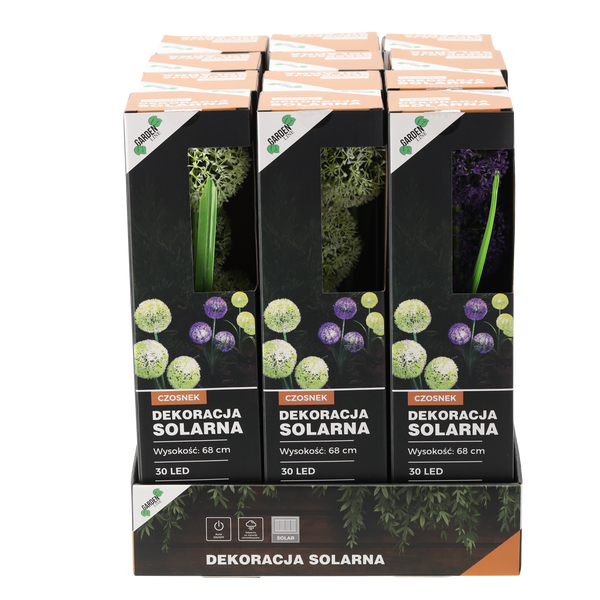 SOLAR LAMP H 68 CM ORNAMENTAL ALLIUM 30 LED WARM WHITE MIX COLOR DISPLAY=12PCS