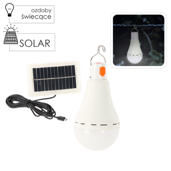 LAMPA SOLARNA 7,6 x 7,6 x 14,6 CM ŻARÓWKA LED ZIMNY BIAŁY  *6155
