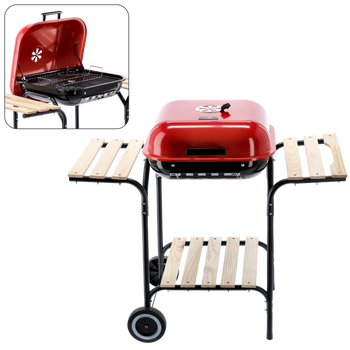 AMERICAN CHARCOAL BBQ WITH SIDE SHELVES AND WHEELS 96 x 45 x 75 CM