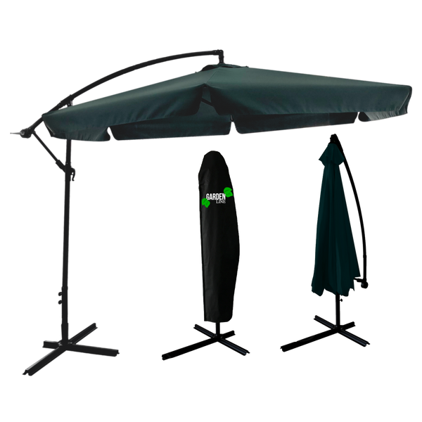 PARASOL OGRODOWY 3 M ZIELONY "BANANA" Z POKROWCEM *2859