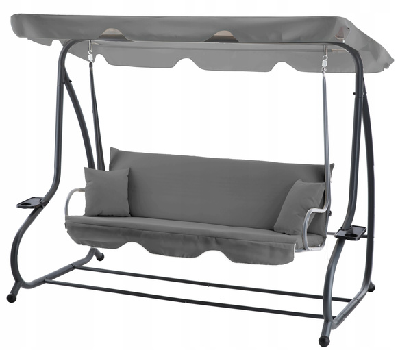 ZÁHRADNÁ HOUPAČKA 210 x 120 x 170 cm ANTRACIT S FUNKCIOU LEHÁTKA *3101