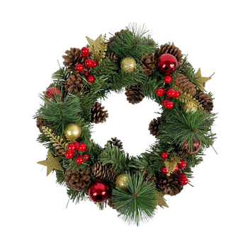CHRISTMAS WREATH 36 CM RED AND GOLD
