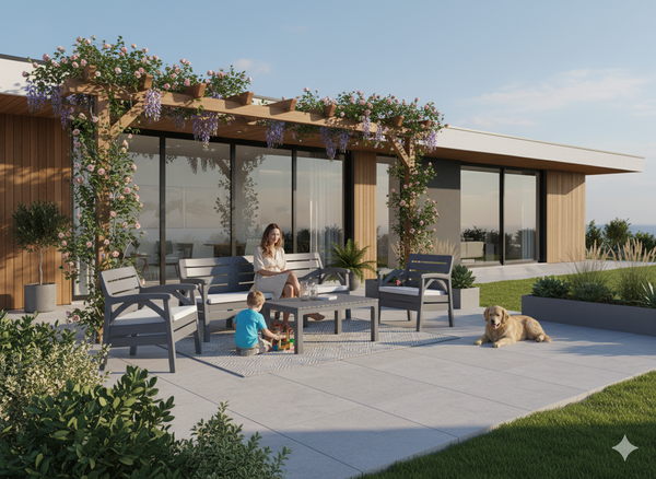 ZESTAW MEBLI OGRODOWYCH ANTRACYTOWYCH  "SANTANA" (2x FOTEL, ŁAWKA 3os.)